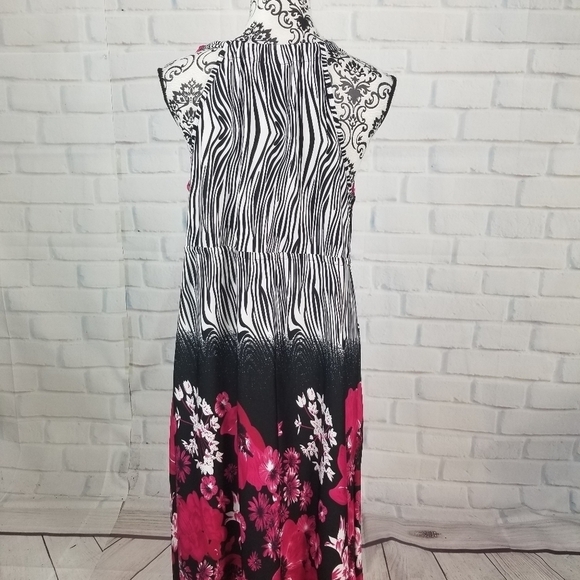 Dots size 1x floral print sleeveless stretch dress - Picture 8 of 8